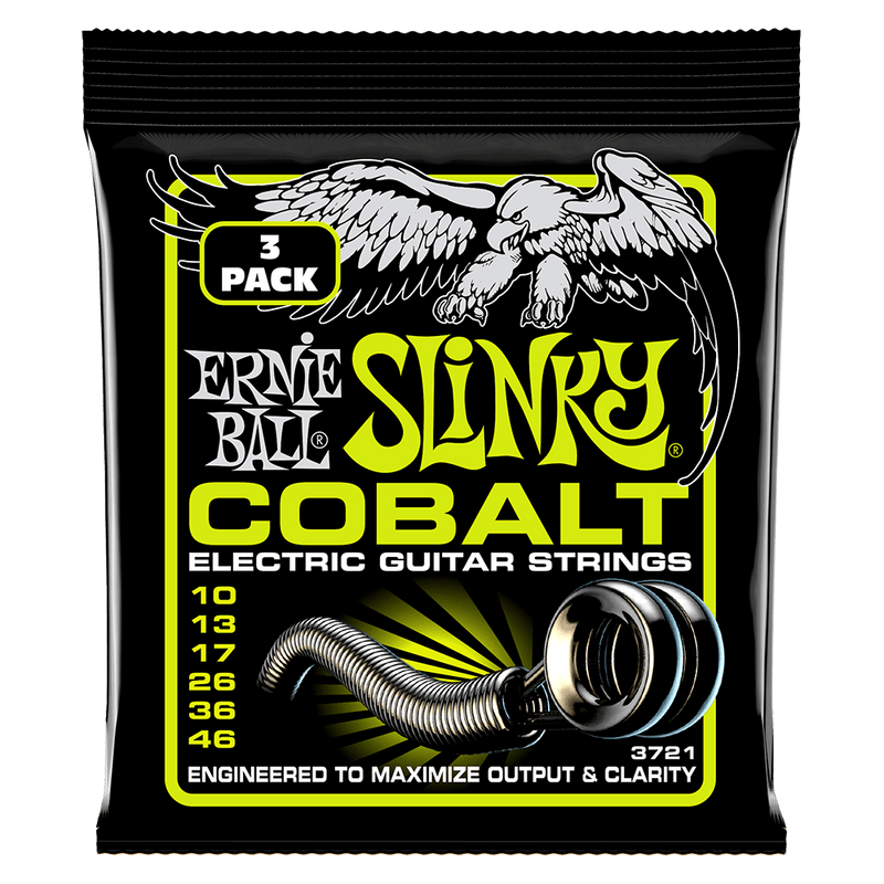 Ernie Ball Regular Slinky Cobalt Electric Guitar Strings 3 Pieces Pack, 10-46 Gauge