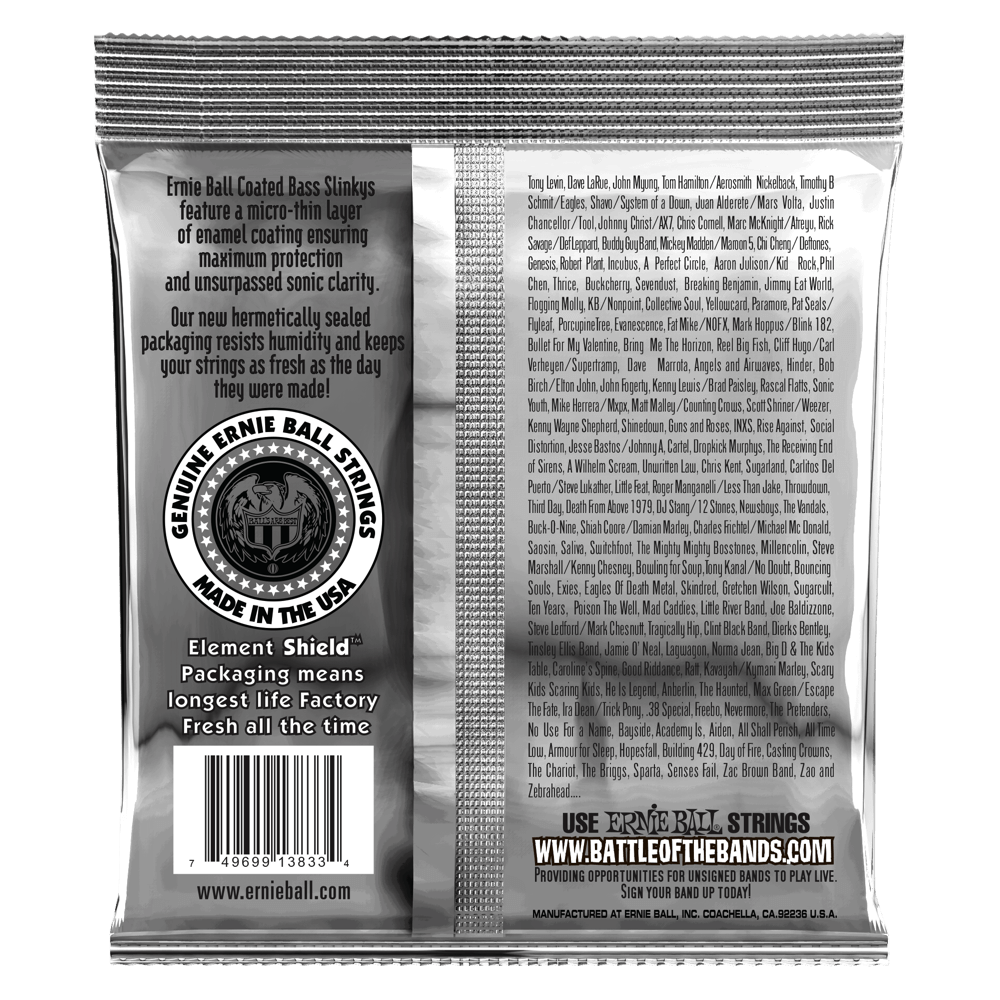 Ernie Ball Hybrid Slinky Coated Electric Bass Strings, 45-105 Gauge