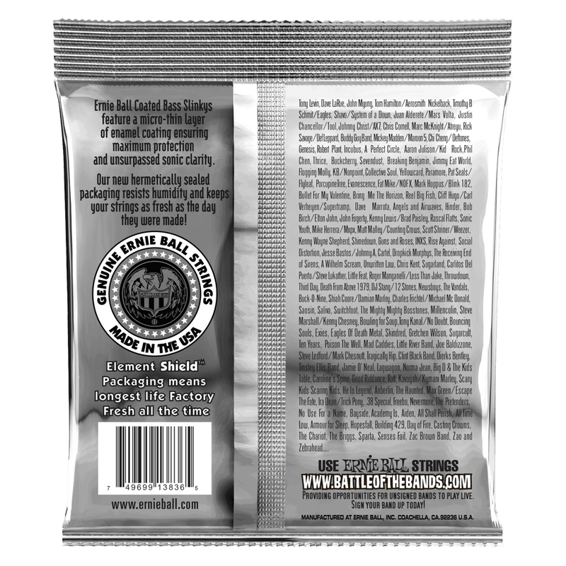 Ernie Ball Bass 5 Slinky Coated Electric Bass Strings, 45-130 Gauge