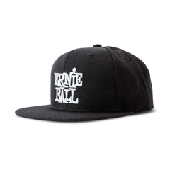 Black with White Stacked Logo Hat