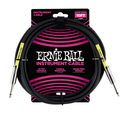 Ernie Ball 3 Meters Straight / Straight Instrument Cable, Black