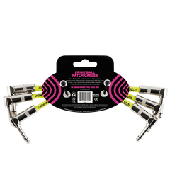 Ernie Ball Angle Patch Cable 3 Pack, White, 15cm Length