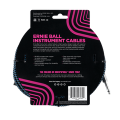 Ernie Ball 7.5 Meter Braided Straight / Angle Instrument Cable, Black / Blue