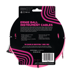 Ernie Ball 5.5 Meters Braided Straight / Angle Inst Cable, Neon Pink