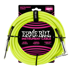 Ernie Ball 5.5 Meters Braided Straight / Angle Inst Cable, Neon Yellow