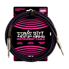 Ernie Ball 10ft Braided Straight Straight Inst Cable Purple Black