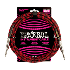 Ernie Ball 10ft Braided Straight Straight Inst Cable Red Black