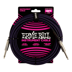 Ernie Ball 18ft Braided Straight Straight Inst Cable Purple Black