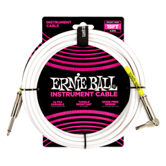 Ernie Ball 15ft PVC Straight Angle Inst Cable White