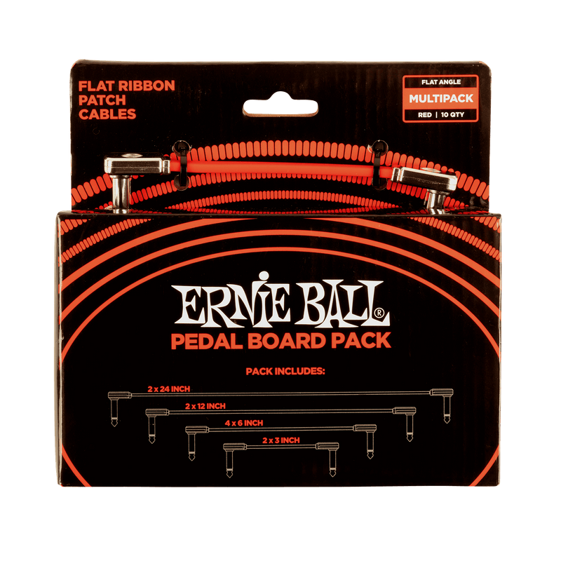 Ernie Ball Flat Ribbon Patch Cables Pedalboard Red Multi-Pack