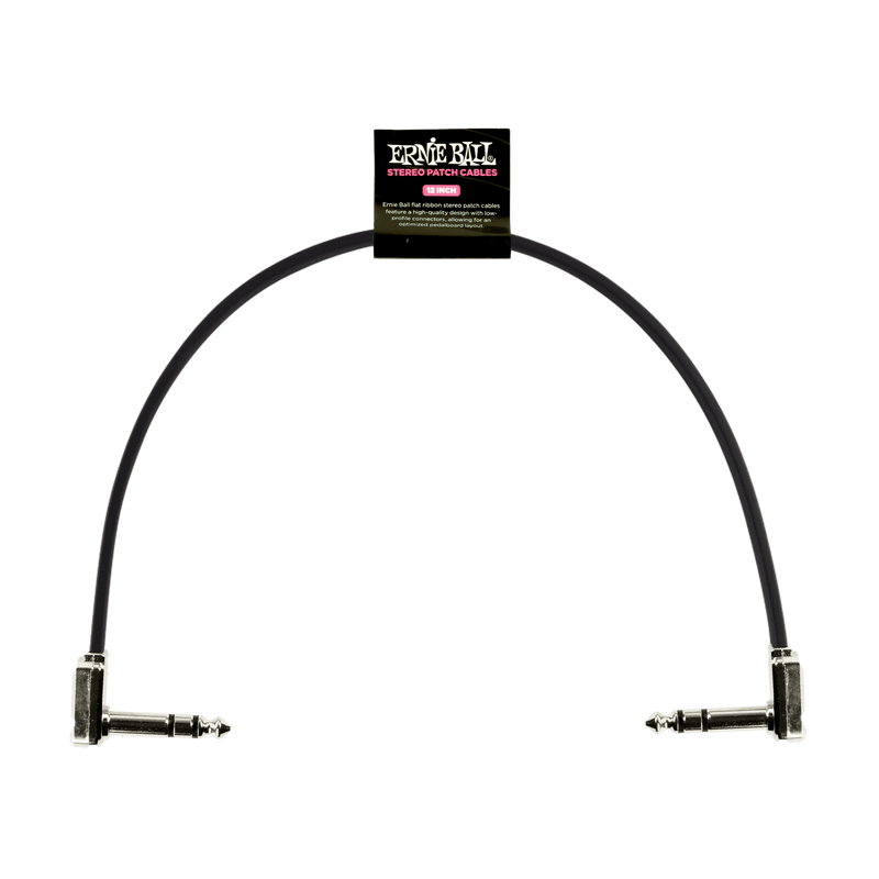 Ernie Ball 12" Flat Ribbon Stereo Patch Cable Black