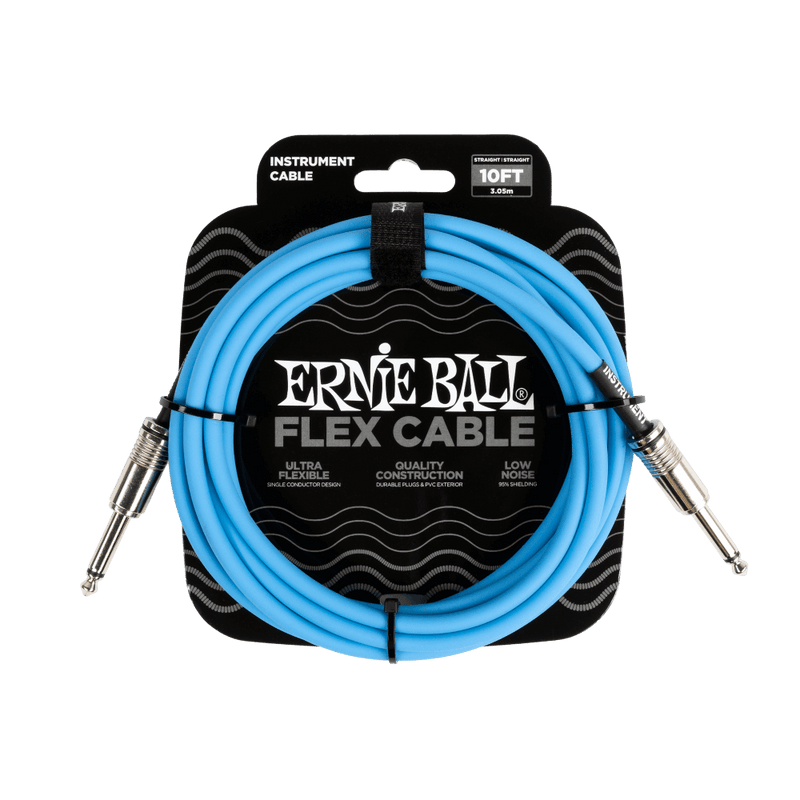 Ernie Ball Flex Instrument Cable Straight/Straight 10ft - Blue