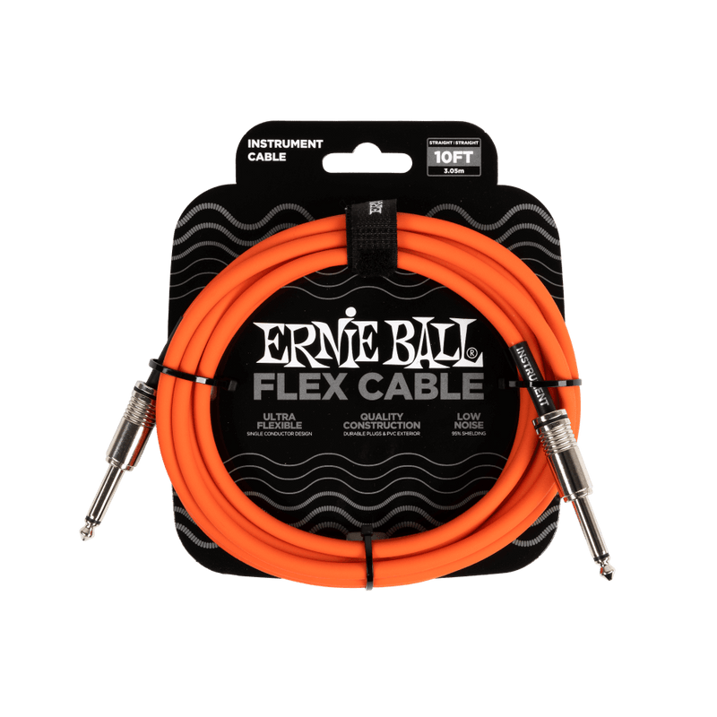 Ernie Ball Flex Instrument Cable Straight/Straight 10ft - Orange