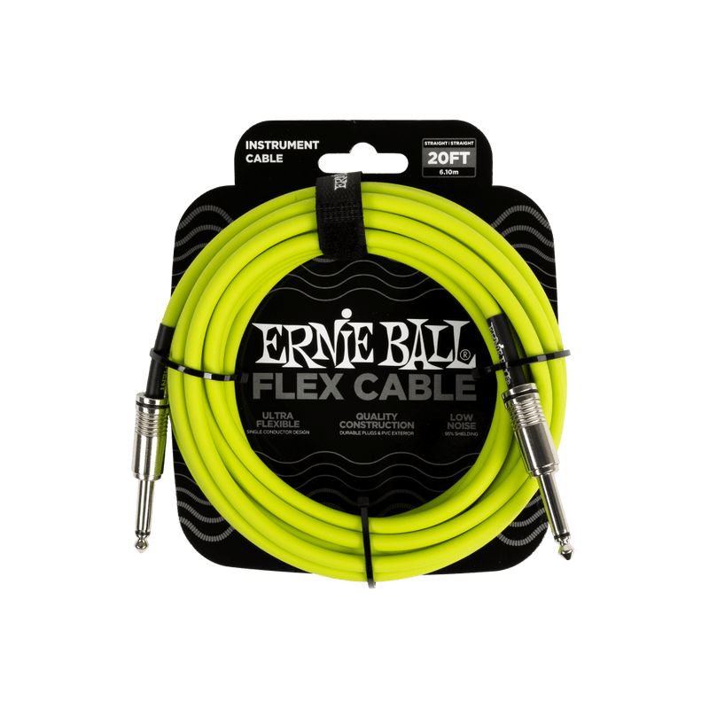 Ernie Ball Flex Instrument Cable Straight/Straight 20ft - Green