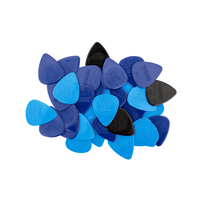 Ernie Ball Mixed Thickness Nylon Picks Bag of 50, Thin, Medium and Heavy