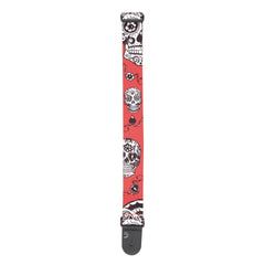 D'Addario Polyester Guitar Straps, Sugar Skulls, Red