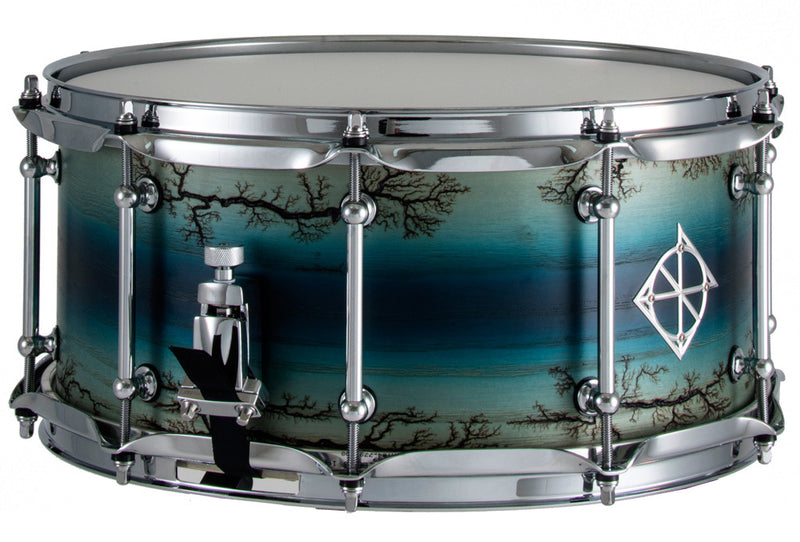 Dixon Artisan Series Ash Snare Drum in Satin Enchanted Blue Reverse Burst - 14 x 6.5"