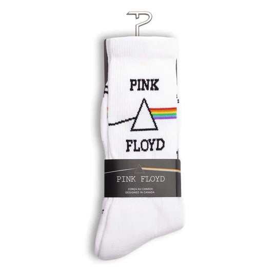 Perris Licensed PINK FLOYD "Dark Side of the Moon" Large Crew Socks in White (1-Pair)