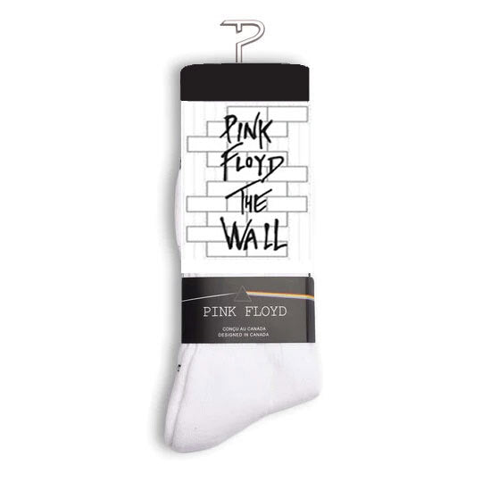 Perris Licensed PINK FLOYD "The Wall" Large Crew Socks in White (1-Pair)