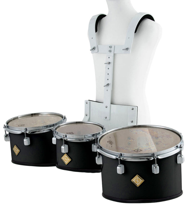 Marching Tenor Drum Trio Set in Black with Carrier