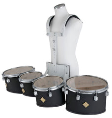 Marching Tenor Drum Quad Set in White with Carrier