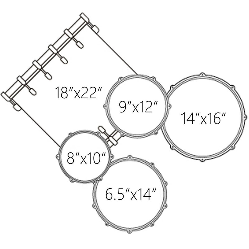 Dixon Fuse Maple 522 Series 5-Pce Drum Kit in Natural to Black Fade Gloss