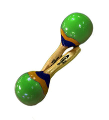 Percussion Plus Wooden Mini Maracas in Green & Patterned Finish