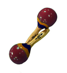 Percussion Plus Wooden Mini Maracas in Red & Patterned Finish