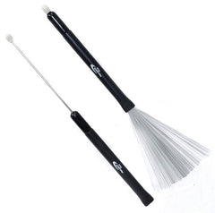 Percussion Plus Retractable Wire Drum Brushes with Nylon Tip Stick Ends (Pair)