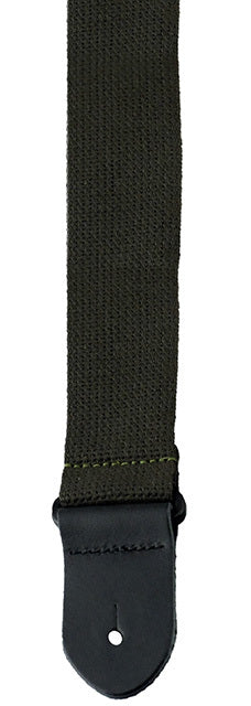 Perris 2" Army Green Cotton Guitar Strap with Leather ends