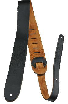 Perris 2" Black Deluxe Soft Italian Leather Guitar Strap with Super Soft Suede backing