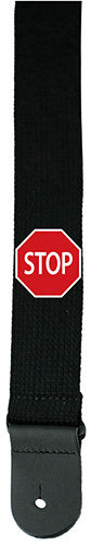 Perris 2" Black Cotton "Stop Sign" Guitar Strap with Leather ends
