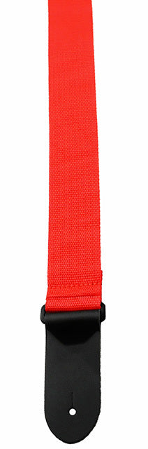 Perris 2" Poly Pro Guitar Strap in Red with Black Leather ends