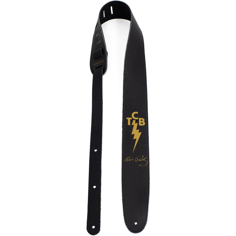 Perris 2.5" Leather "Elvis - TCB" High Res Print on Black Licensed Guitar Strap