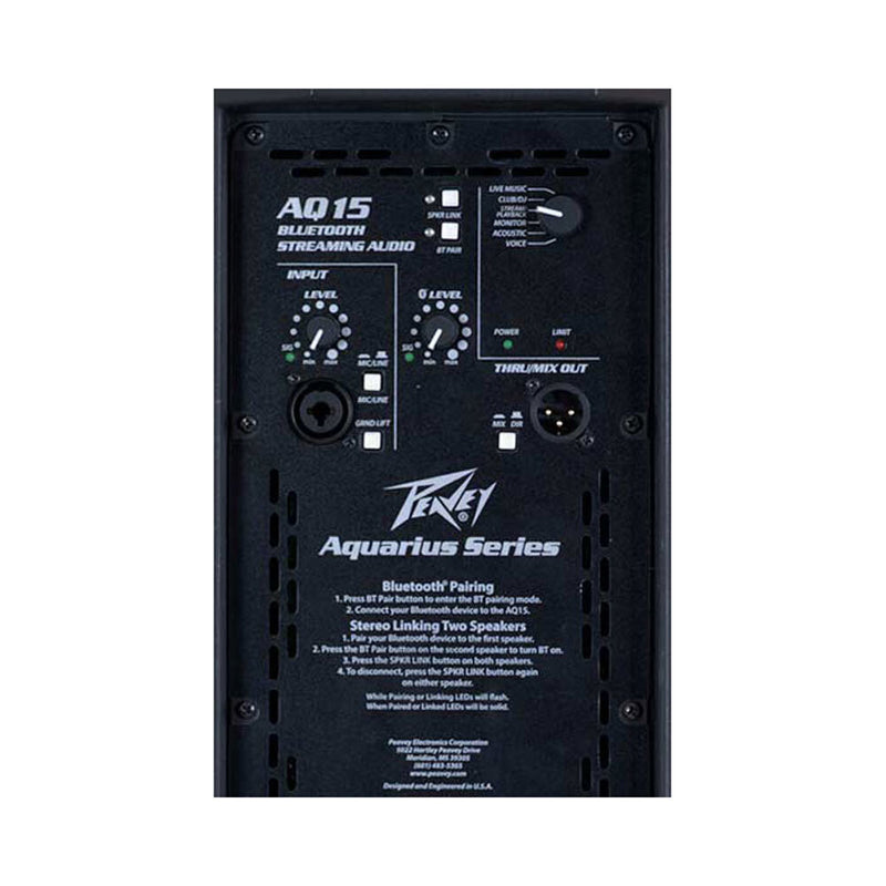 Peavey Aquarius Series "AQ15" Powered 1000W, Bi-Amped, 15" Loudspeaker with Bluetooth