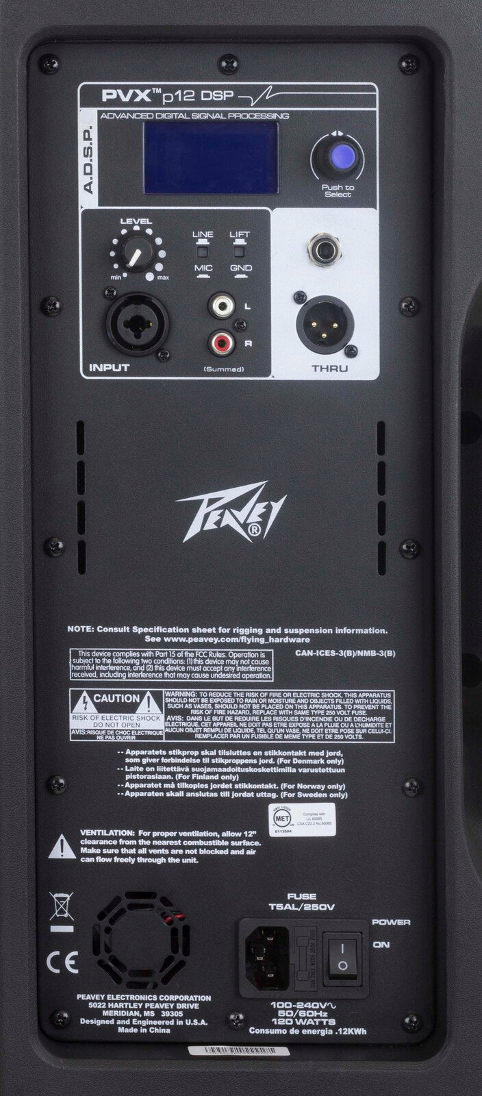 Peavey PVX Series "PVXp-12DSP" Powered 830W, Bi-Amped, 12" Loudspeaker with DSP