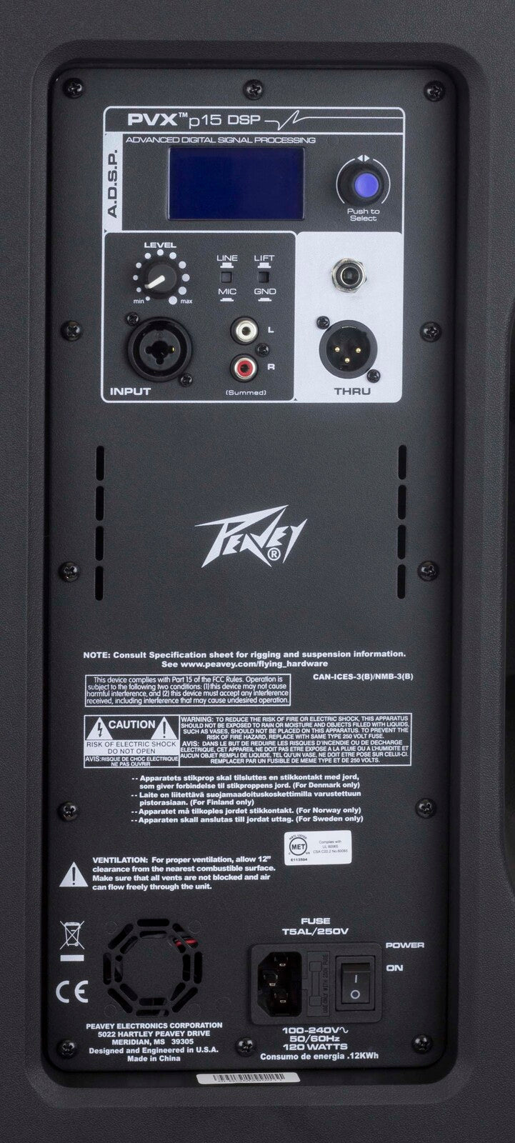 Peavey PVX Series "PVXp-15DSP" Powered 830W, Bi-Amped, 15" Loudspeaker with DSP