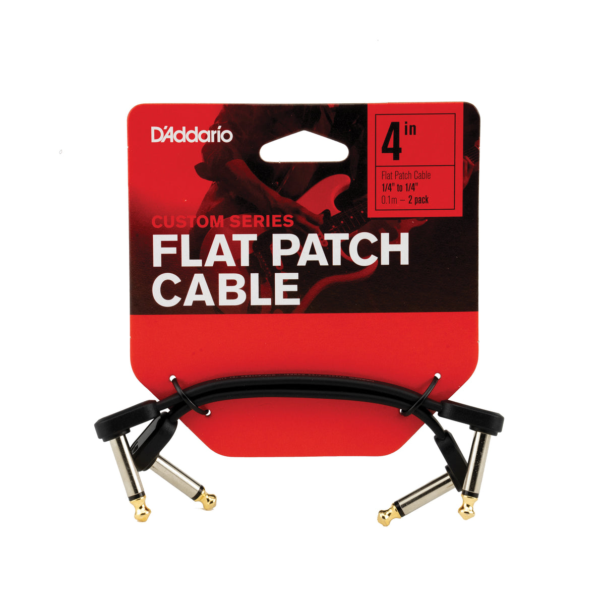 D'Addario Flat Patch Cable, 4in Right Angle, Twin PK