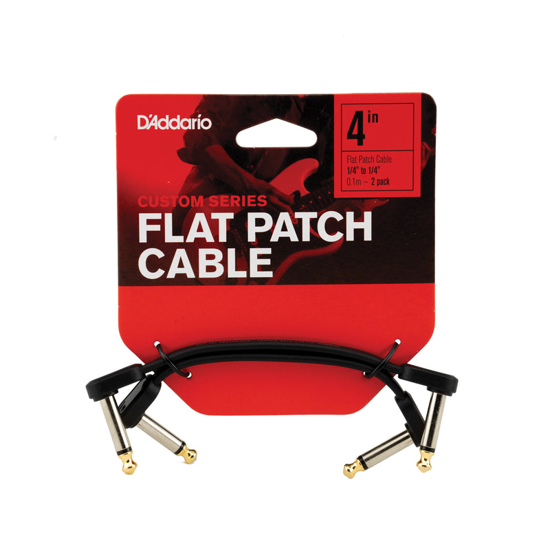 D'Addario Flat Patch Cable, 4in Right Angle, Twin PK