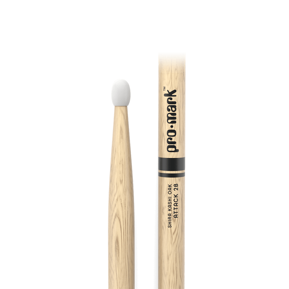 Promark Classic Attack 2B Shira Kashi Oak Drumstick, Oval Nylon Tip