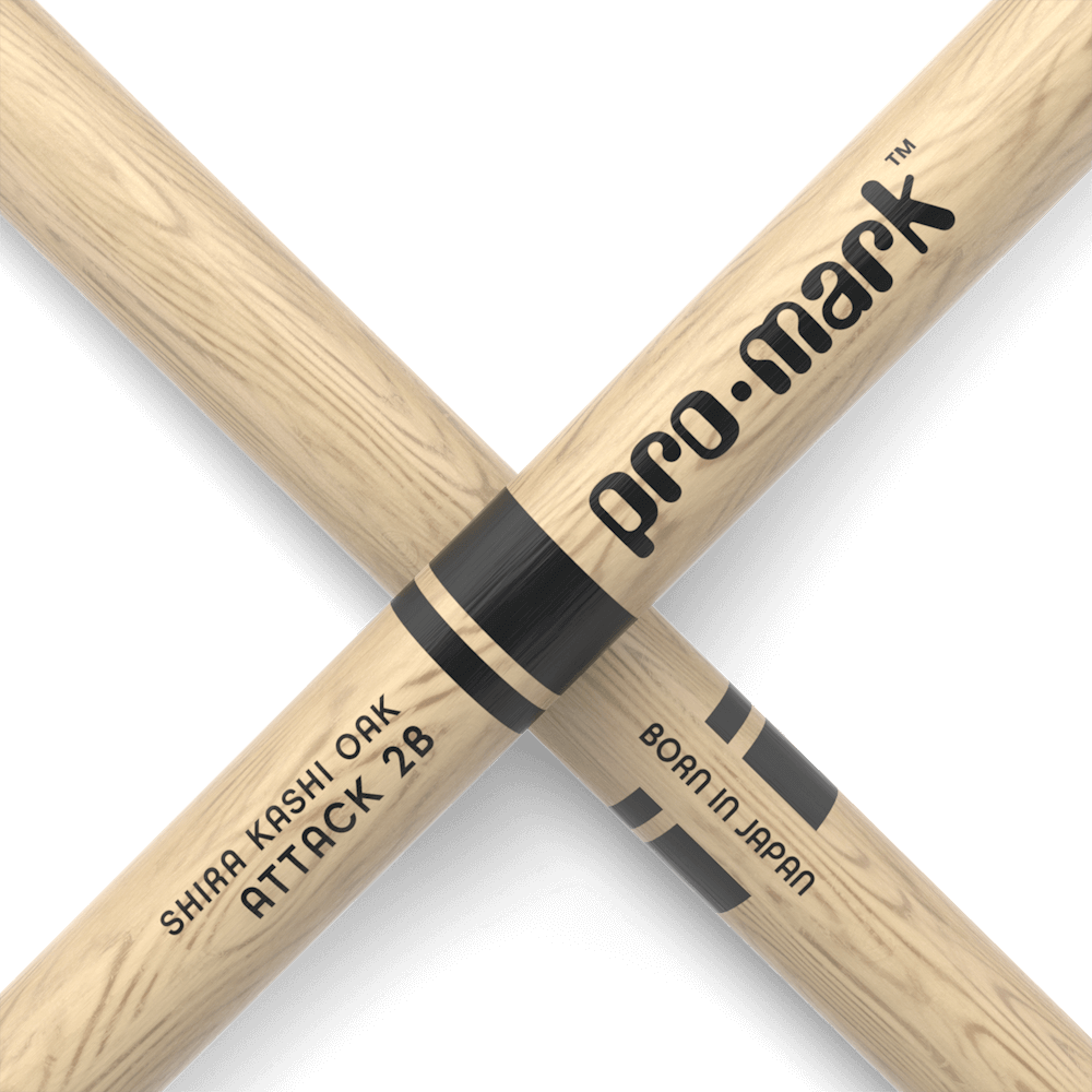 Promark Classic Attack 2B Shira Kashi Oak Drumstick, OvalTip