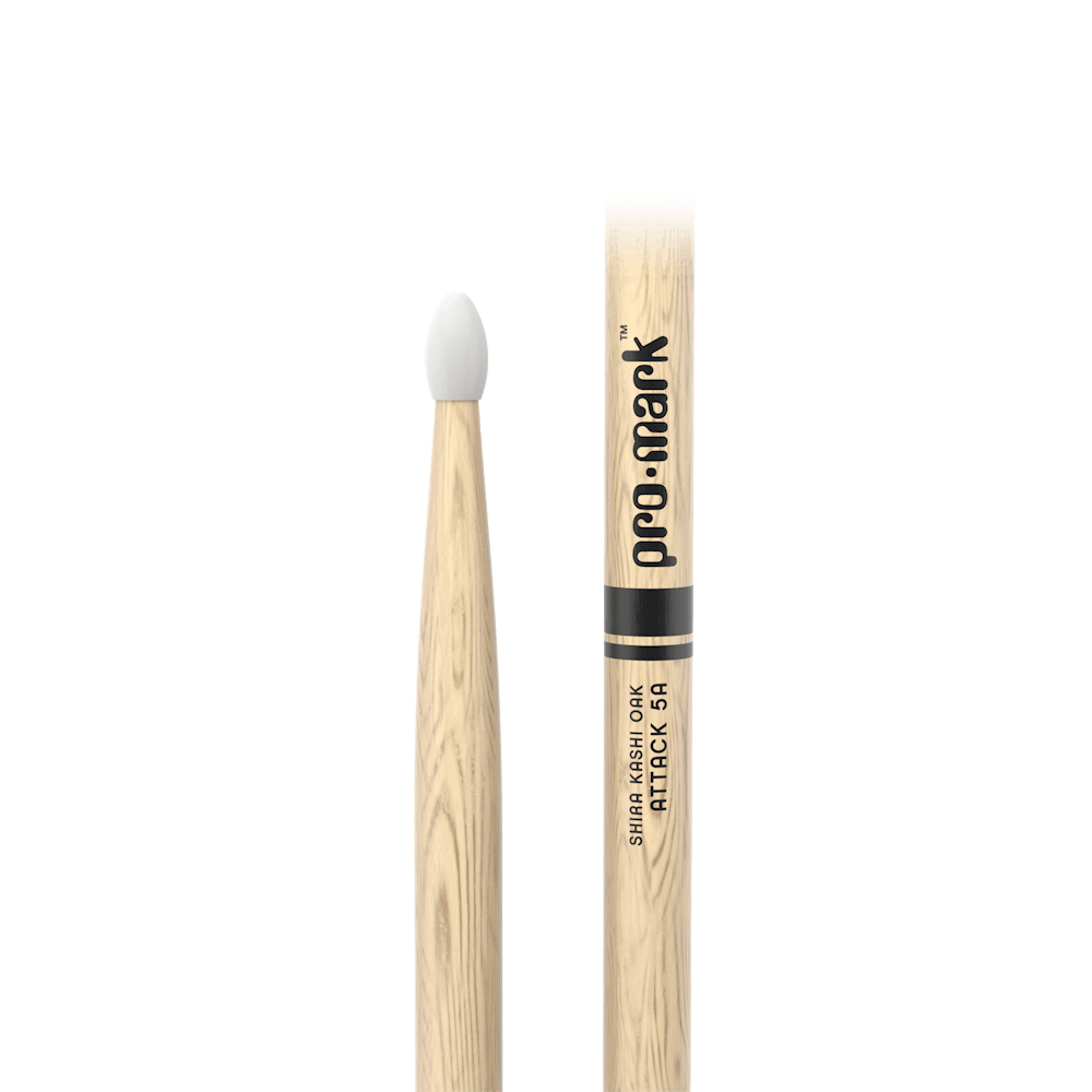 Promark Classic Attack 5A Shira Kashi Oak Drumstick, Oval Nylon Tip