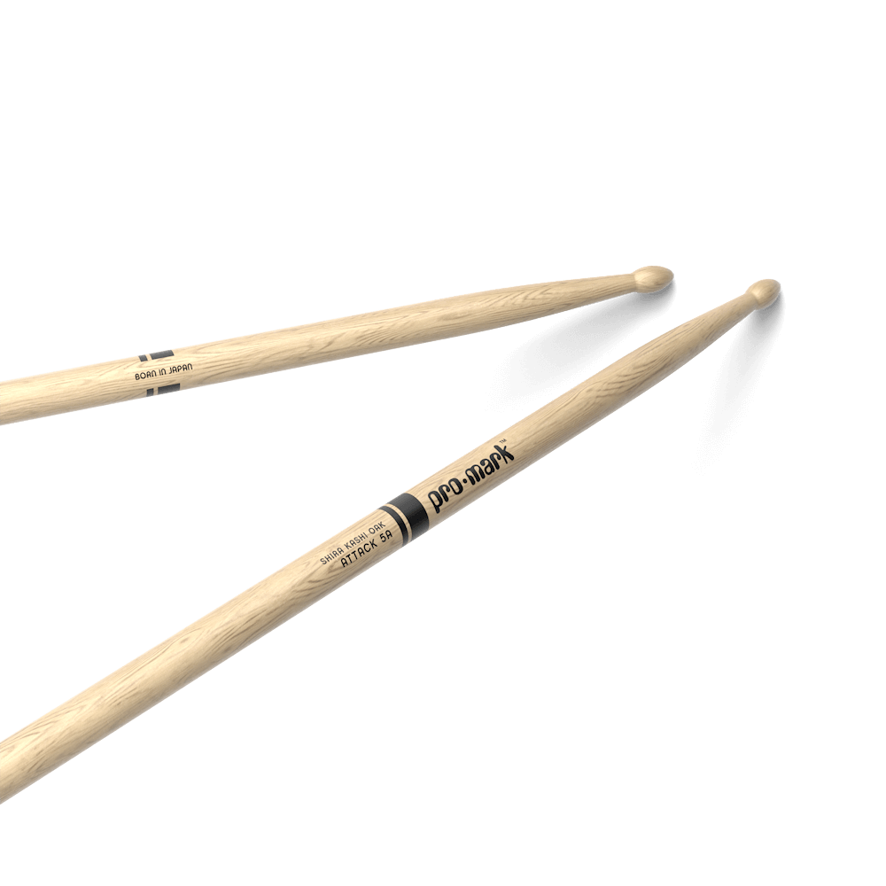 Promark Classic Attack 5A Shira Kashi Oak Drumstick, Oval Wood Tip