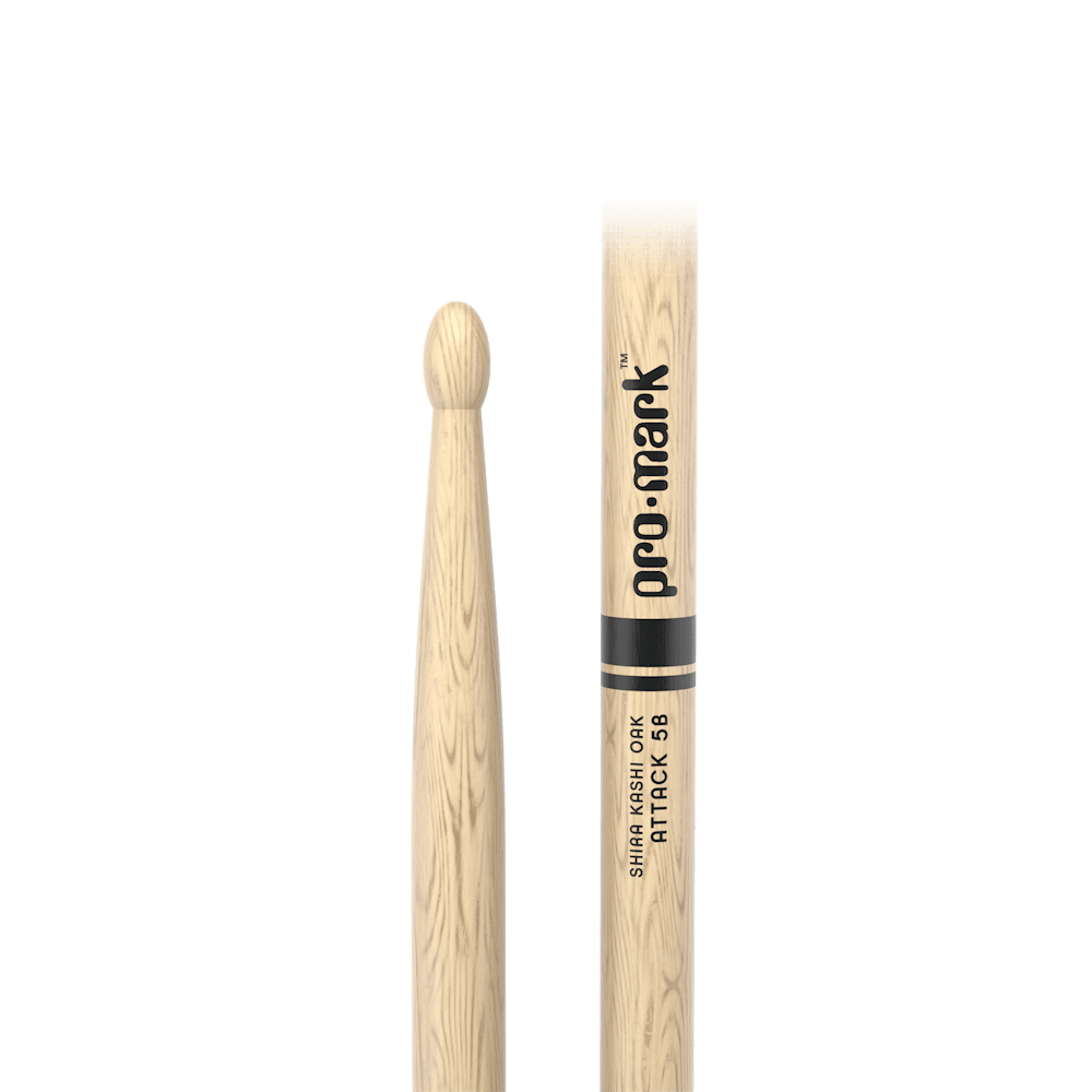Promark Classic Attack 5B Shira Kashi Oak Drumstick, Oval Wood Tip