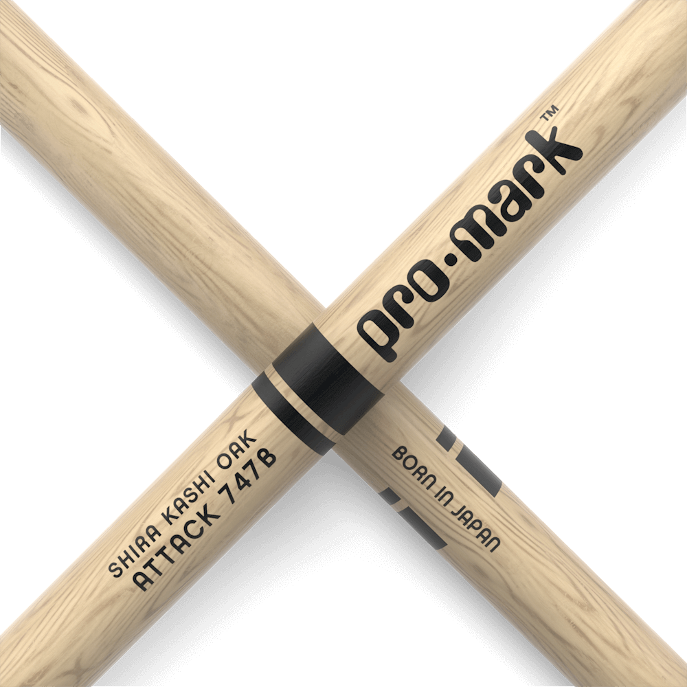 Promark Classic Attack 747B Shira Kashi Oak Drumstick, Oval Nylon Tip