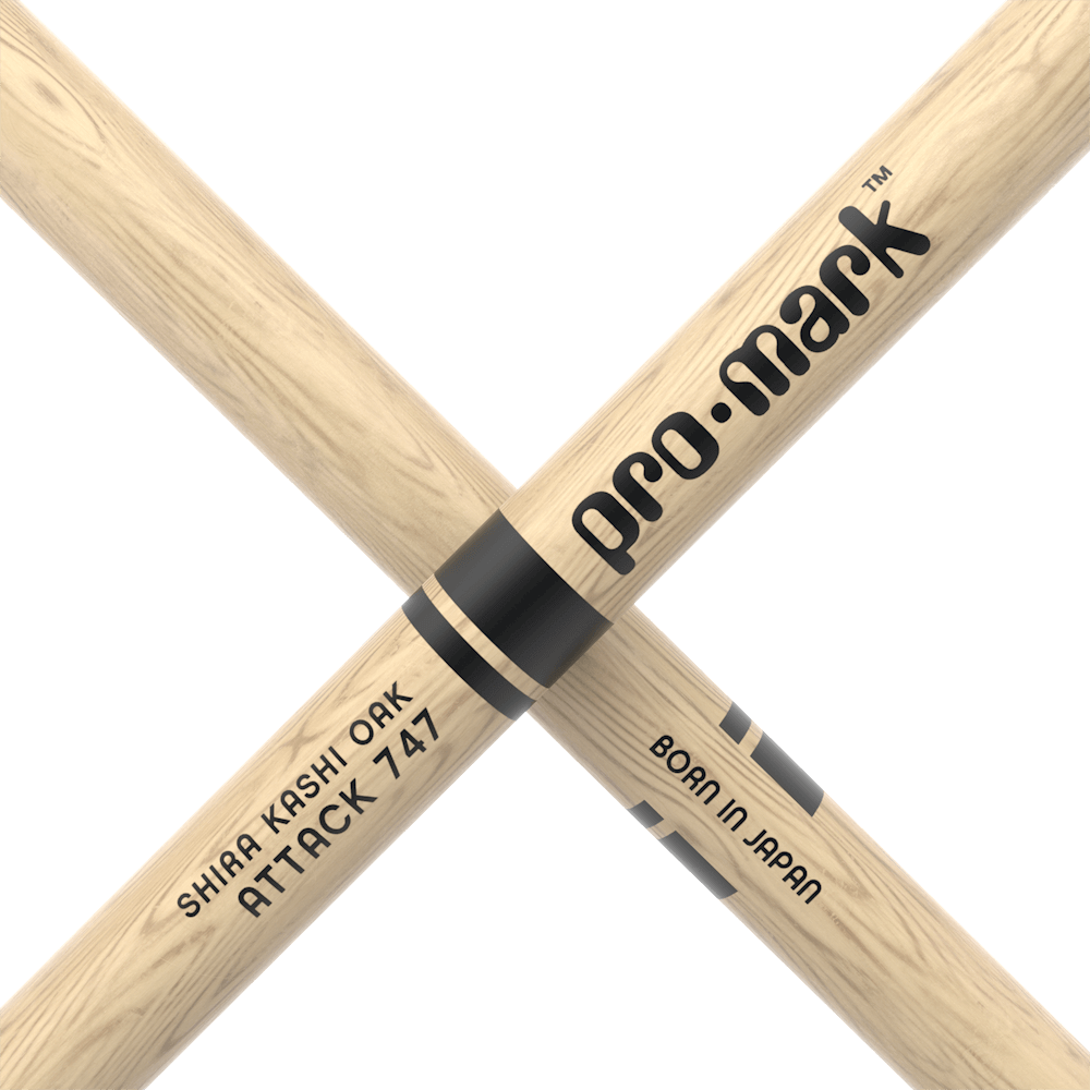 Promark Classic Attack 747 Shira Kashi Oak Drumstick, Oval Nylon Tip