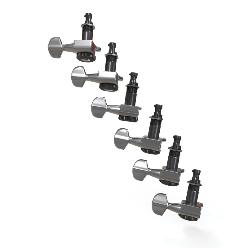 D'Addario Auto-Trim Locking Tuning Machines, 6 In-Line setup, Chrome