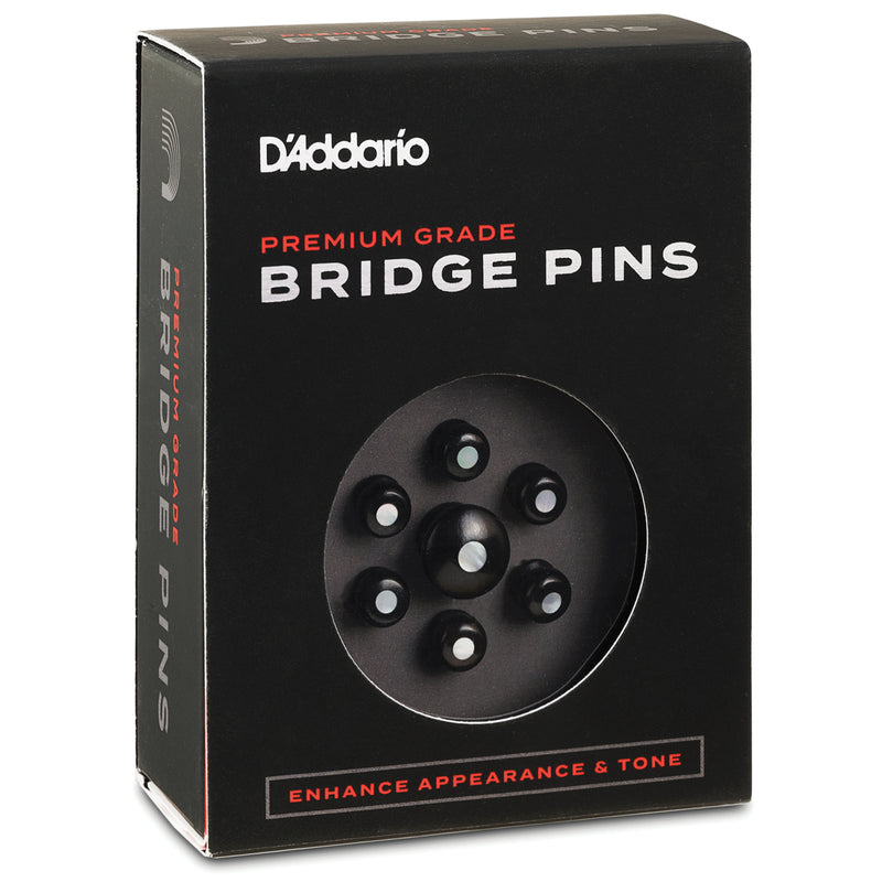 D'Addario Ebony Bridge Pins with End Pin Set, Pearl Inlay