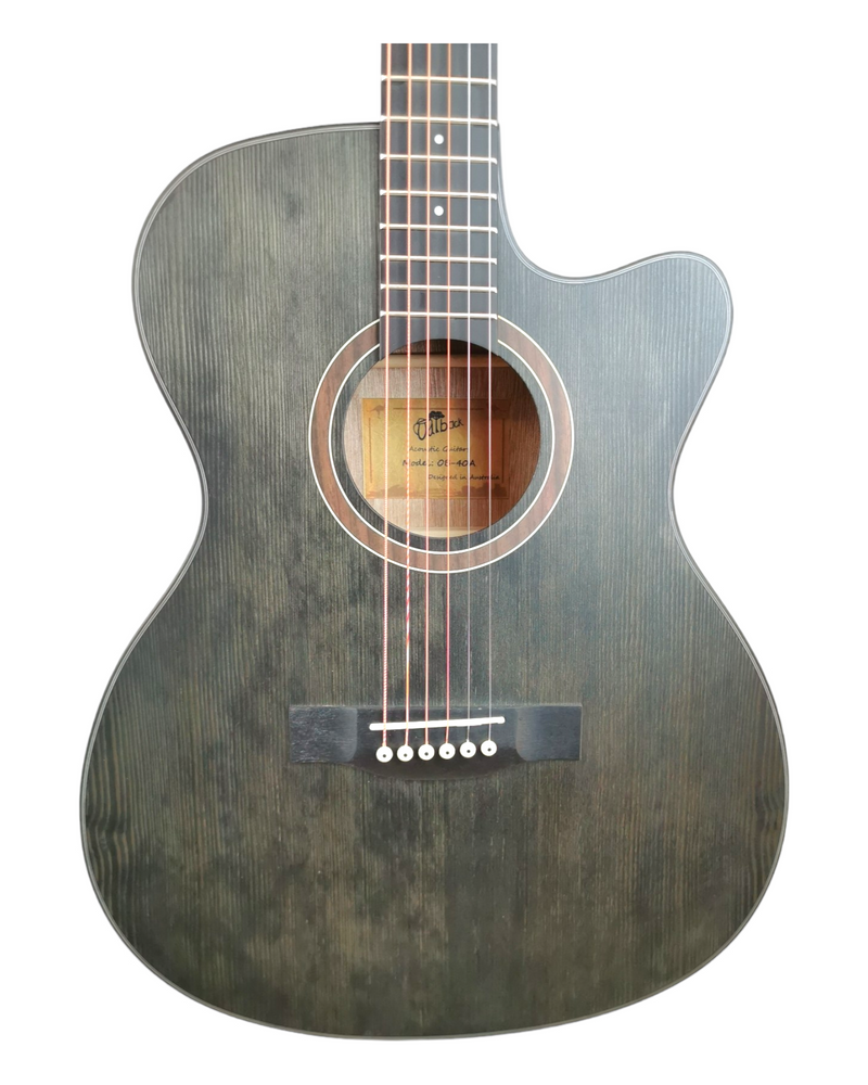 Outback 40" Acoustic Guitar in Charcoal Black with Bag, Tuner & Strap