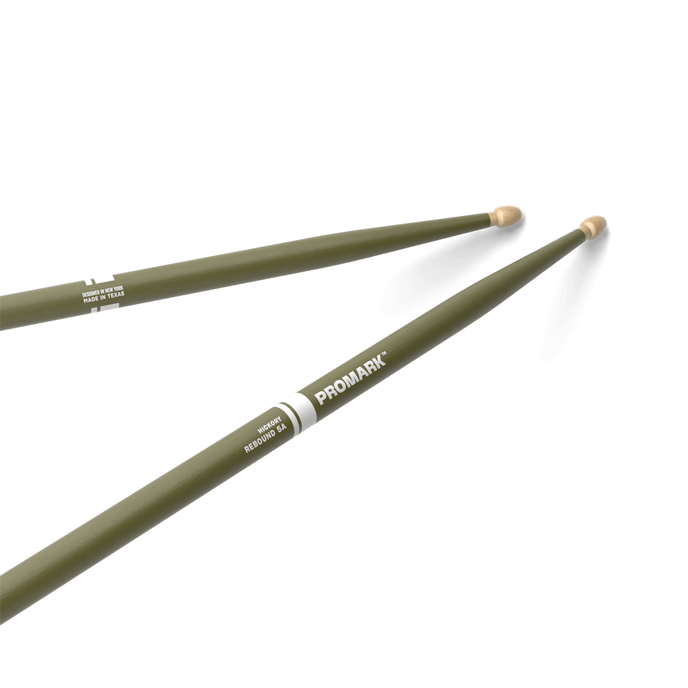 Promark Rebound 5A Painted Green Hickory Drumstick, Acorn Wood Tip